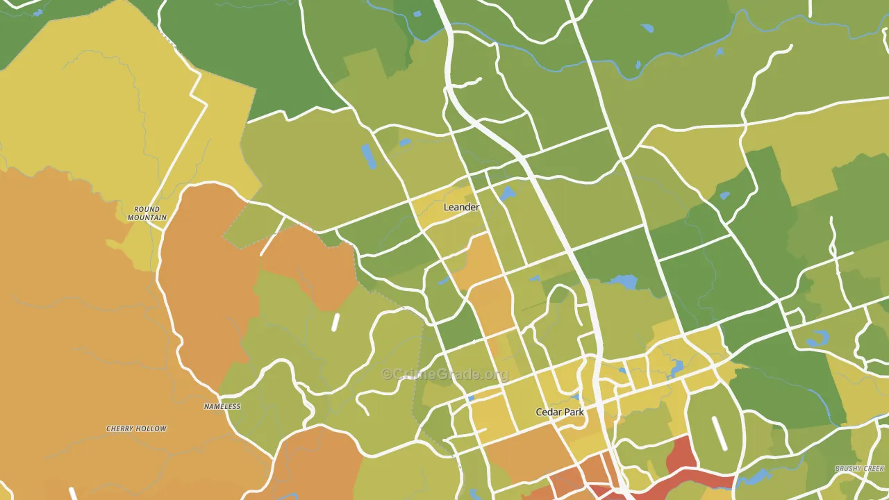 78641, TX Map of Vehicle Theft Rates