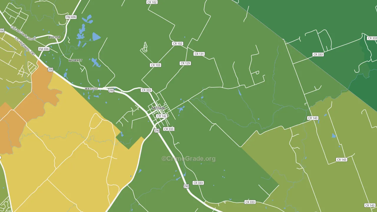 78650, TX Map of Vehicle Theft Rates