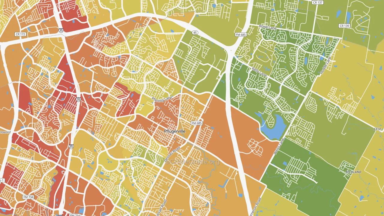 78660, TX Map of Vehicle Theft Rates