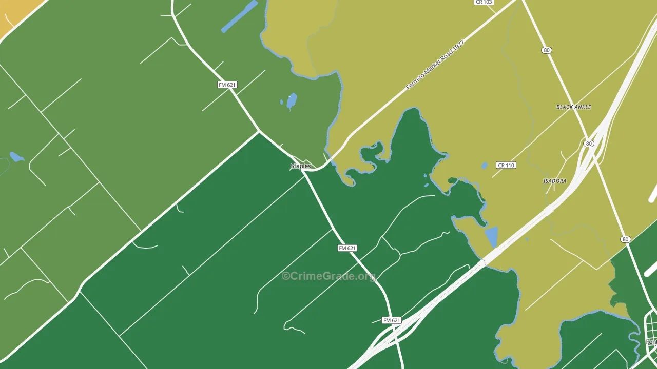 78670, TX Map of Vehicle Theft Rates