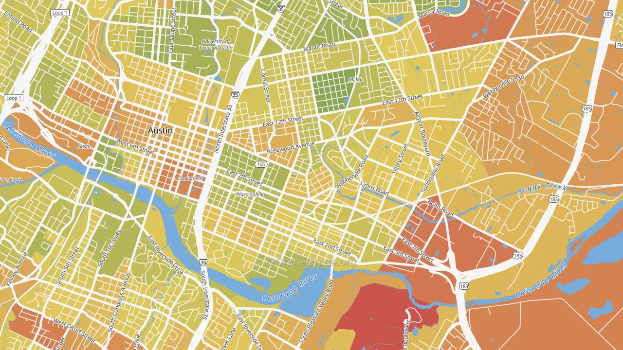 78702, TX Map of Vehicle Theft Rates