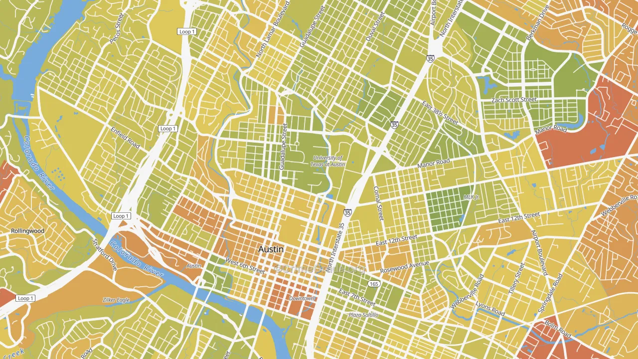 78712, TX Map of Vehicle Theft Rates