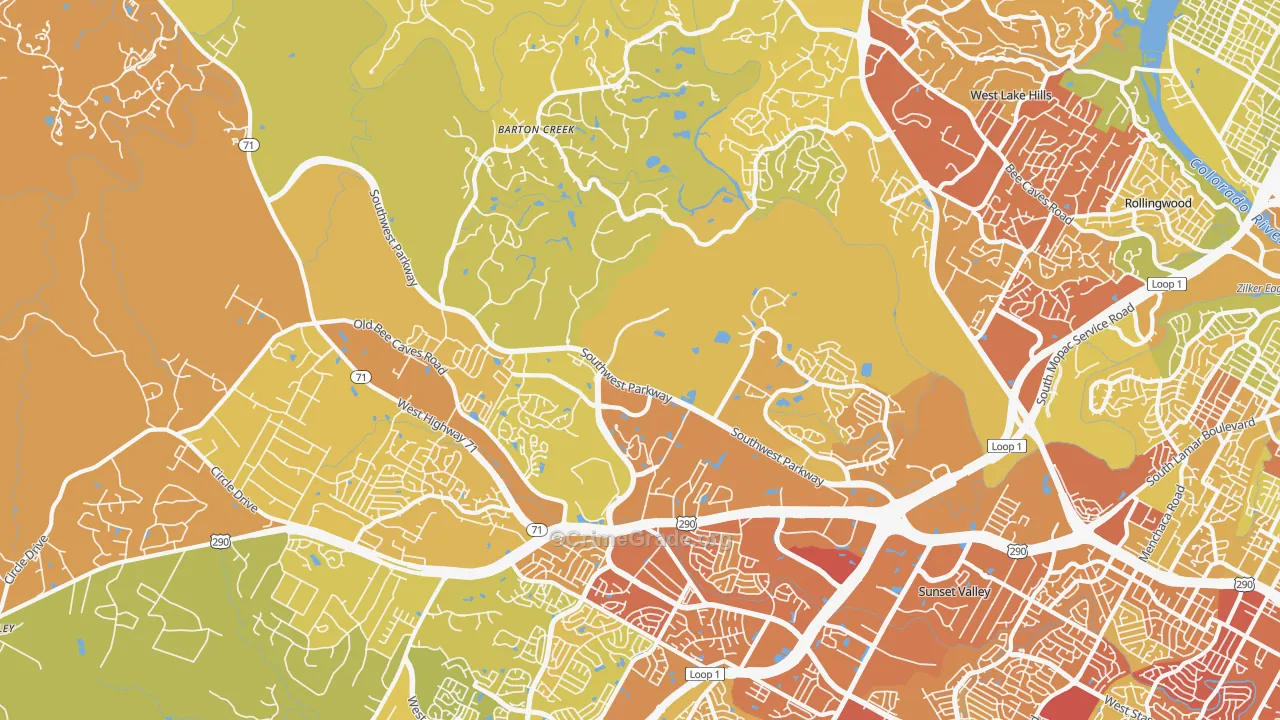 78735, TX Map of Vehicle Theft Rates