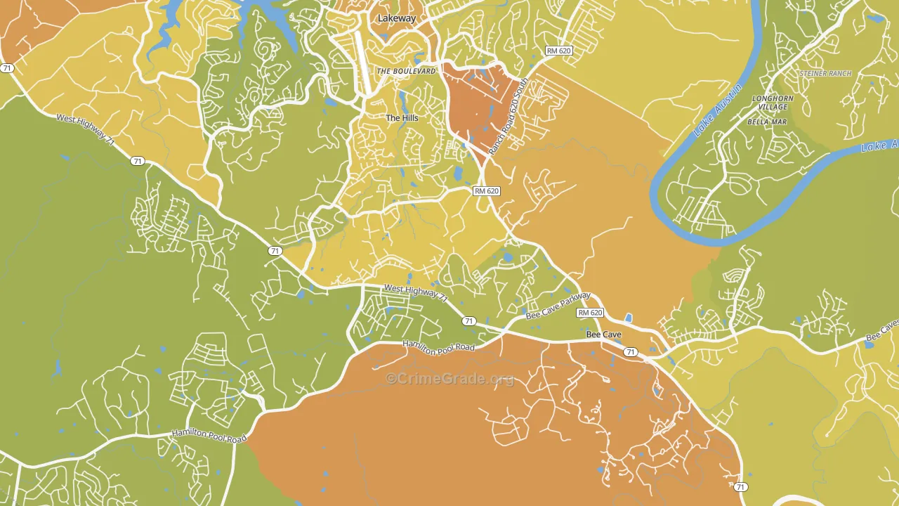 78738, TX Map of Vehicle Theft Rates