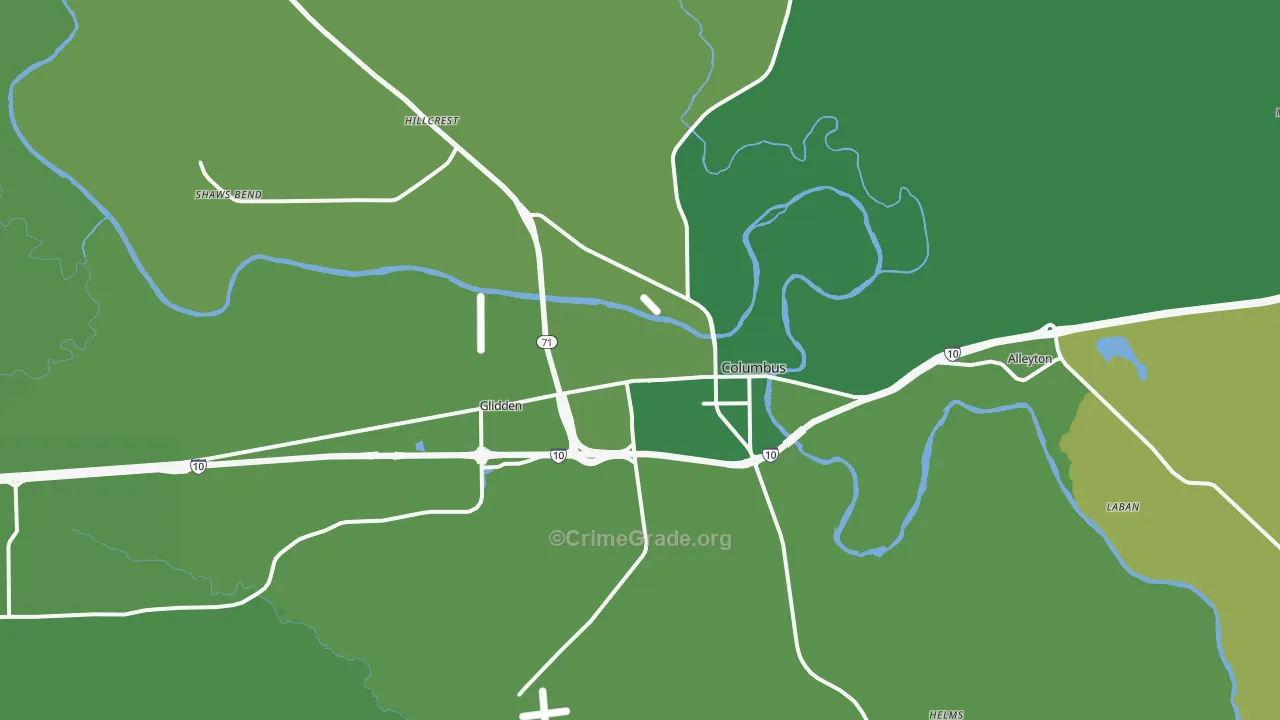 78934, TX Map of Vehicle Theft Rates