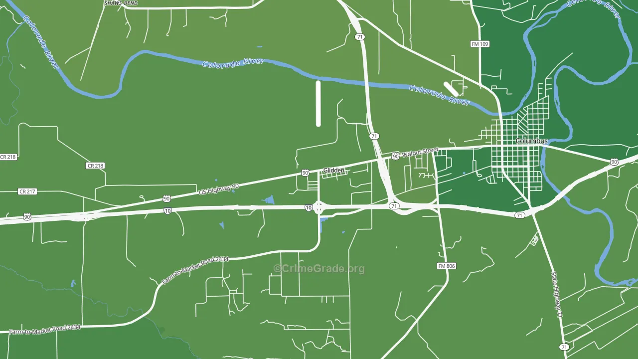 78943, TX Map of Vehicle Theft Rates