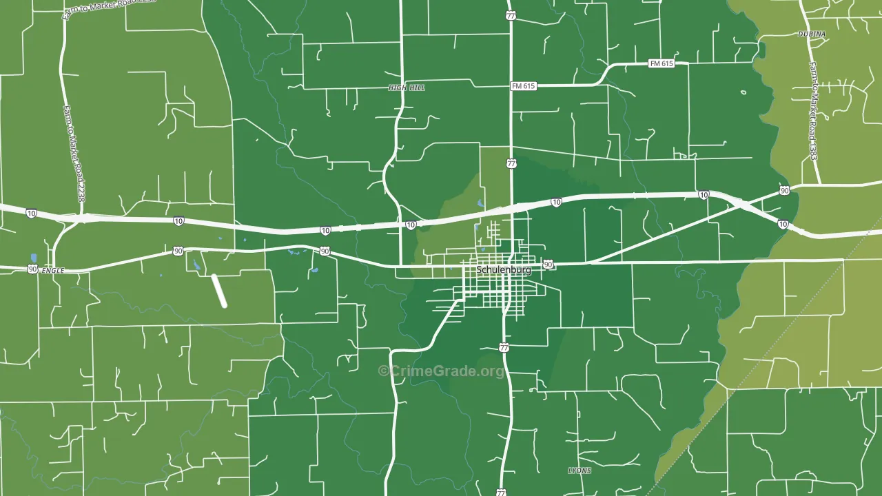 78956, TX Map of Vehicle Theft Rates