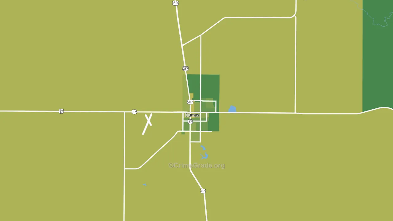 79029, TX Map of Vehicle Theft Rates