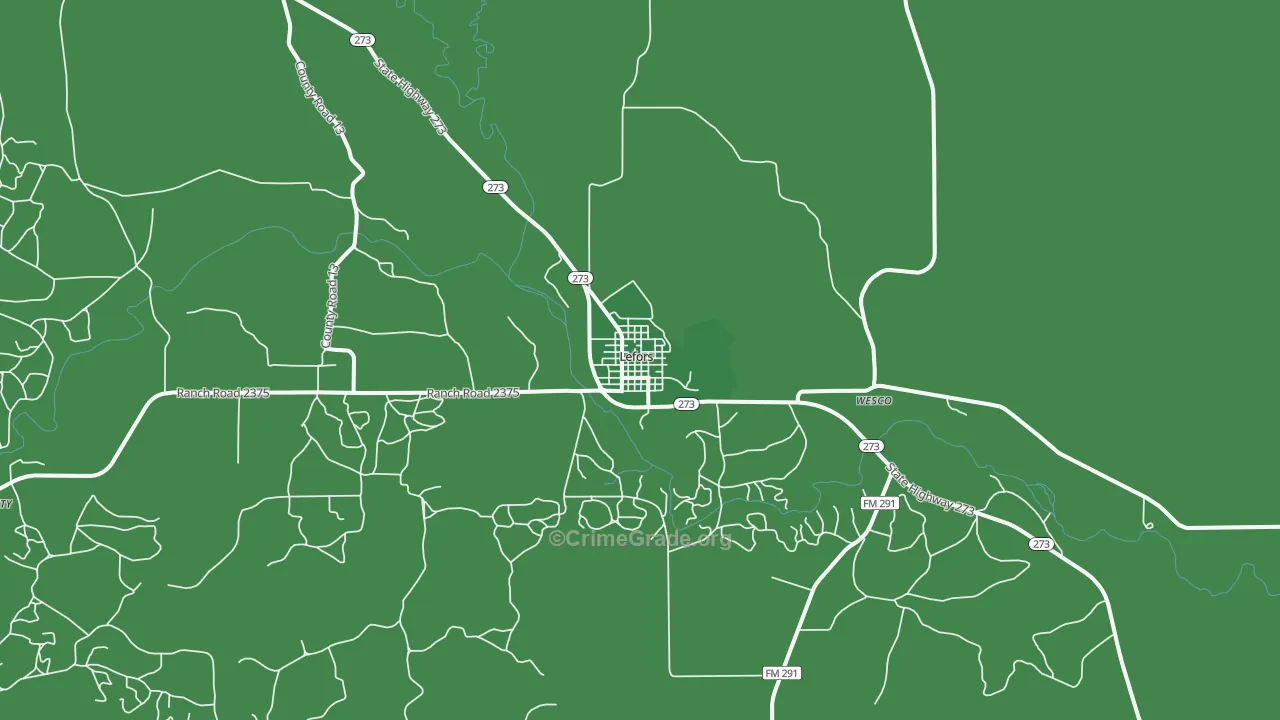79054, TX Map of Vehicle Theft Rates