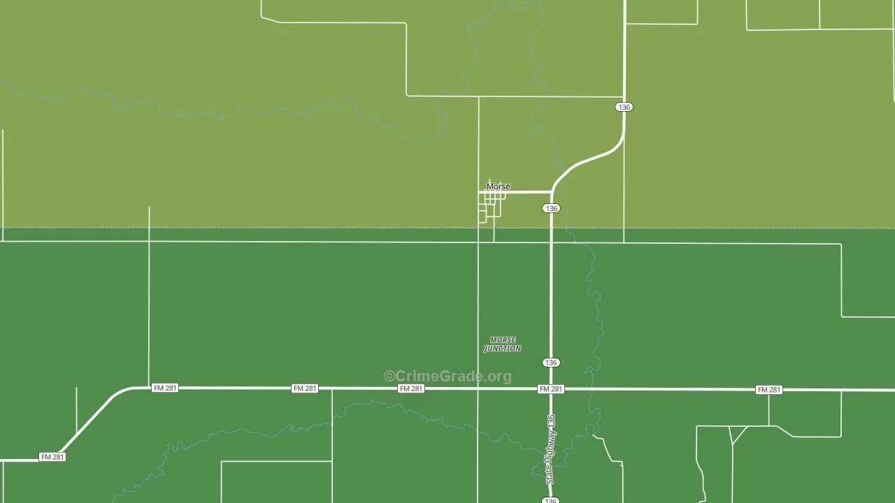 79062, TX Map of Vehicle Theft Rates