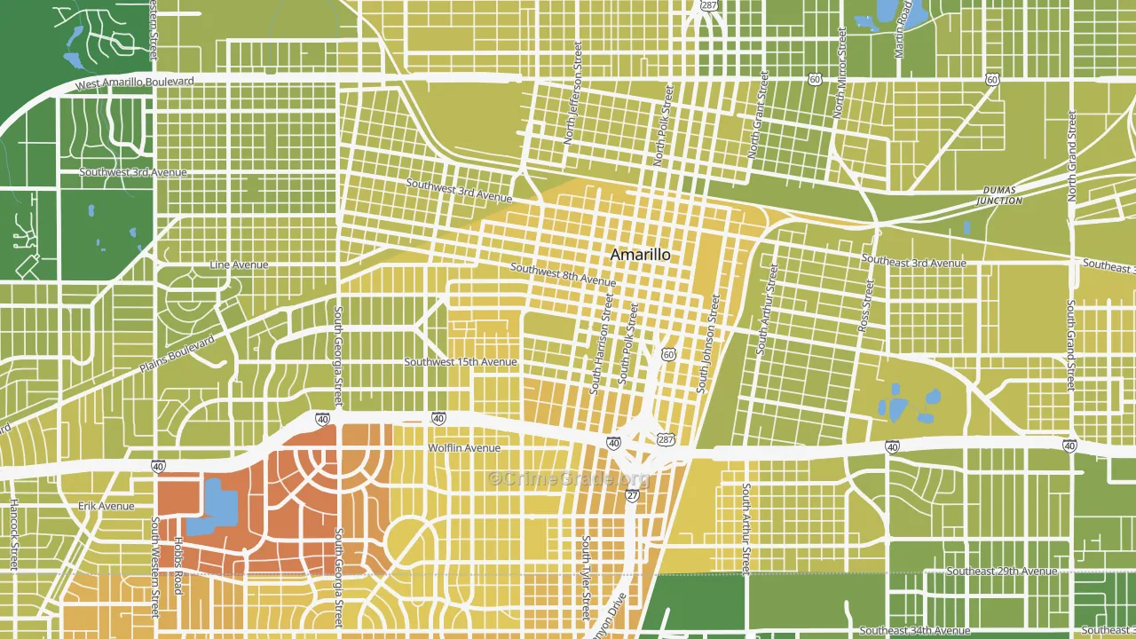 79101, TX Map of Vehicle Theft Rates