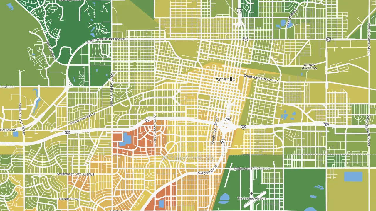 79102, TX Map of Vehicle Theft Rates