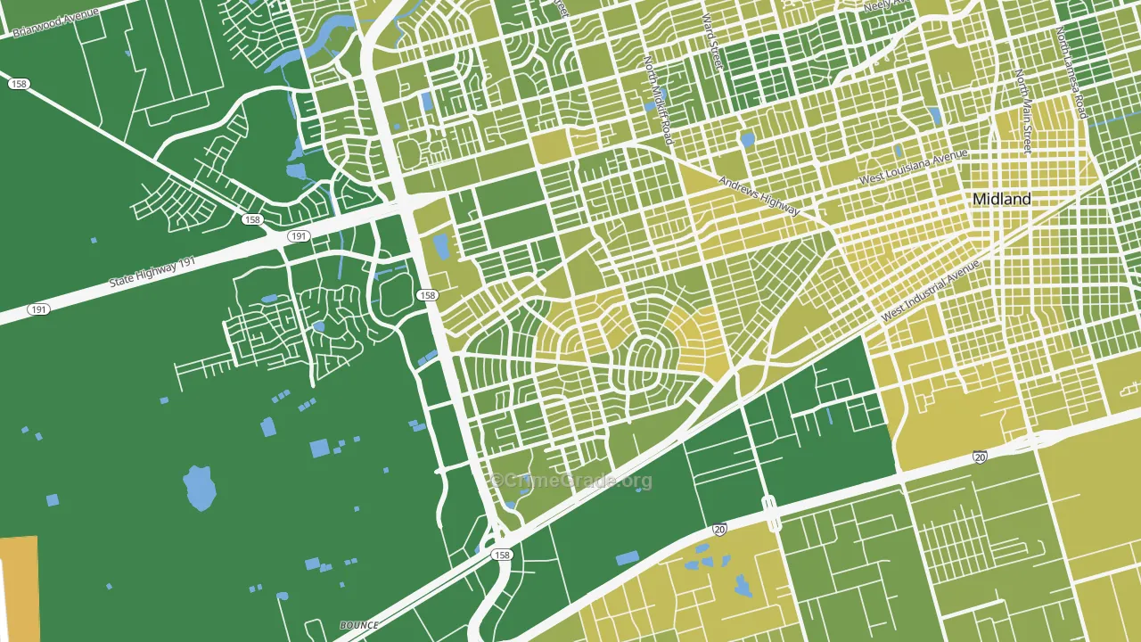 79703, TX Map of Vehicle Theft Rates