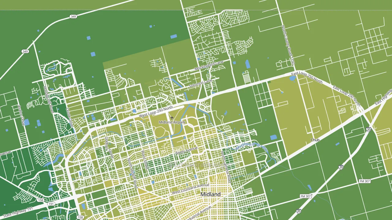 79705, TX Map of Vehicle Theft Rates