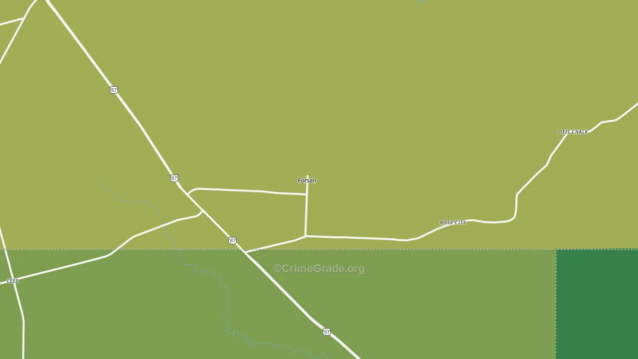 79733, TX Map of Vehicle Theft Rates