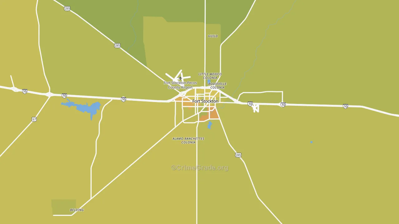 79735, TX Map of Vehicle Theft Rates