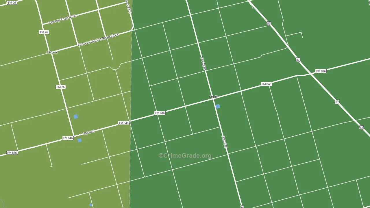 79748, TX Map of Vehicle Theft Rates