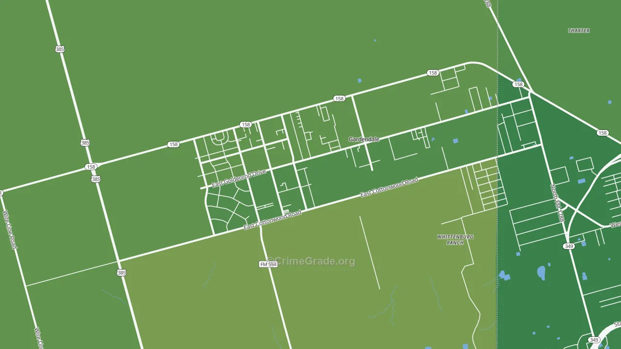79758, TX Map of Vehicle Theft Rates