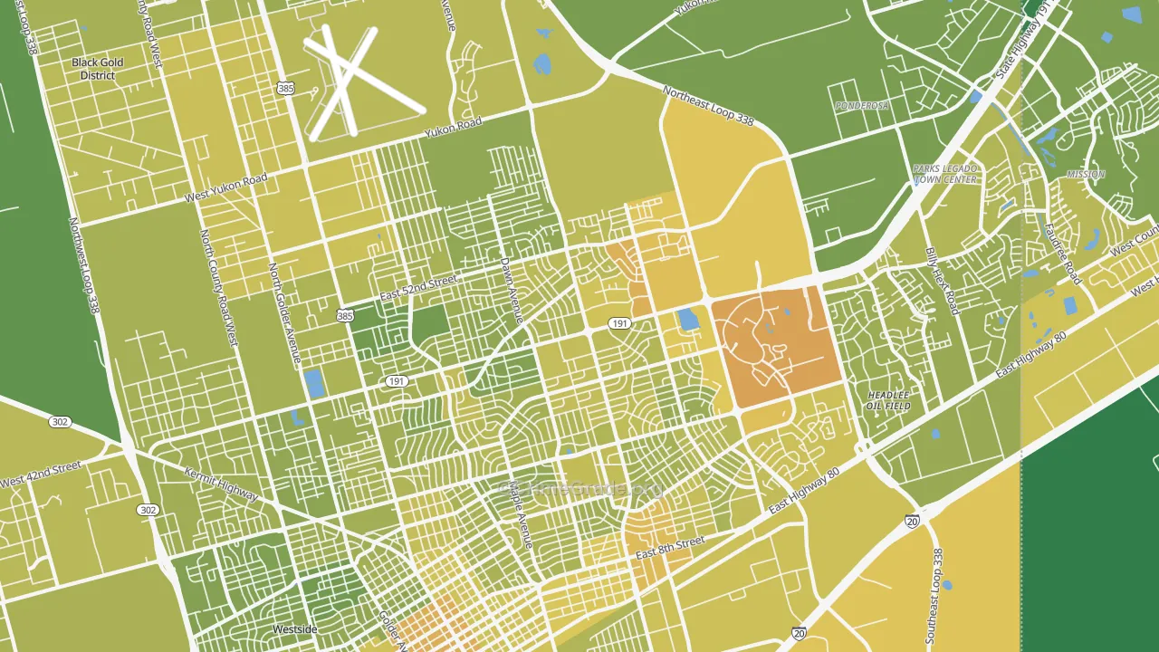 79762, TX Map of Vehicle Theft Rates