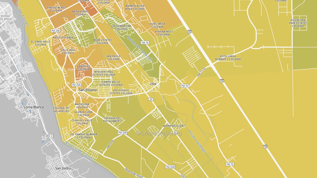 79836, TX Map of Vehicle Theft Rates