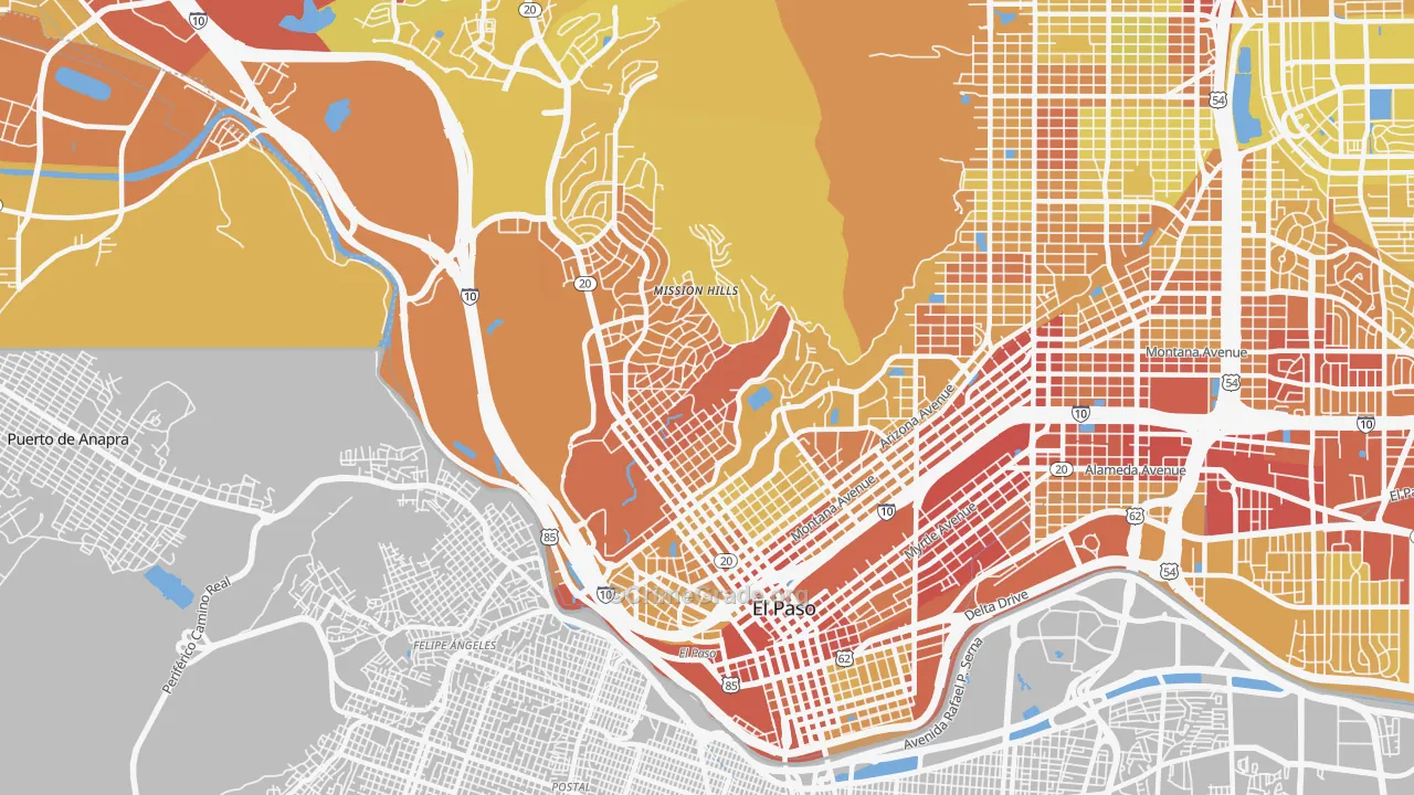 79902, TX Map of Vehicle Theft Rates