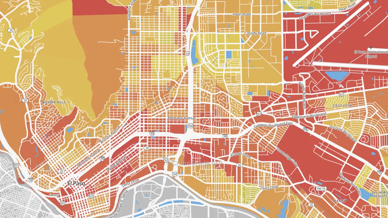 79903, TX Map of Vehicle Theft Rates