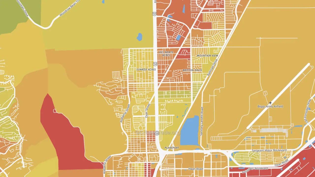 79904, TX Map of Vehicle Theft Rates