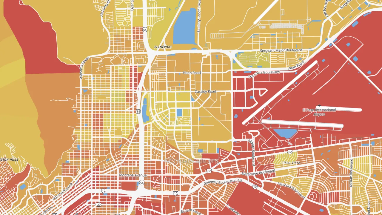 79906, TX Map of Vehicle Theft Rates