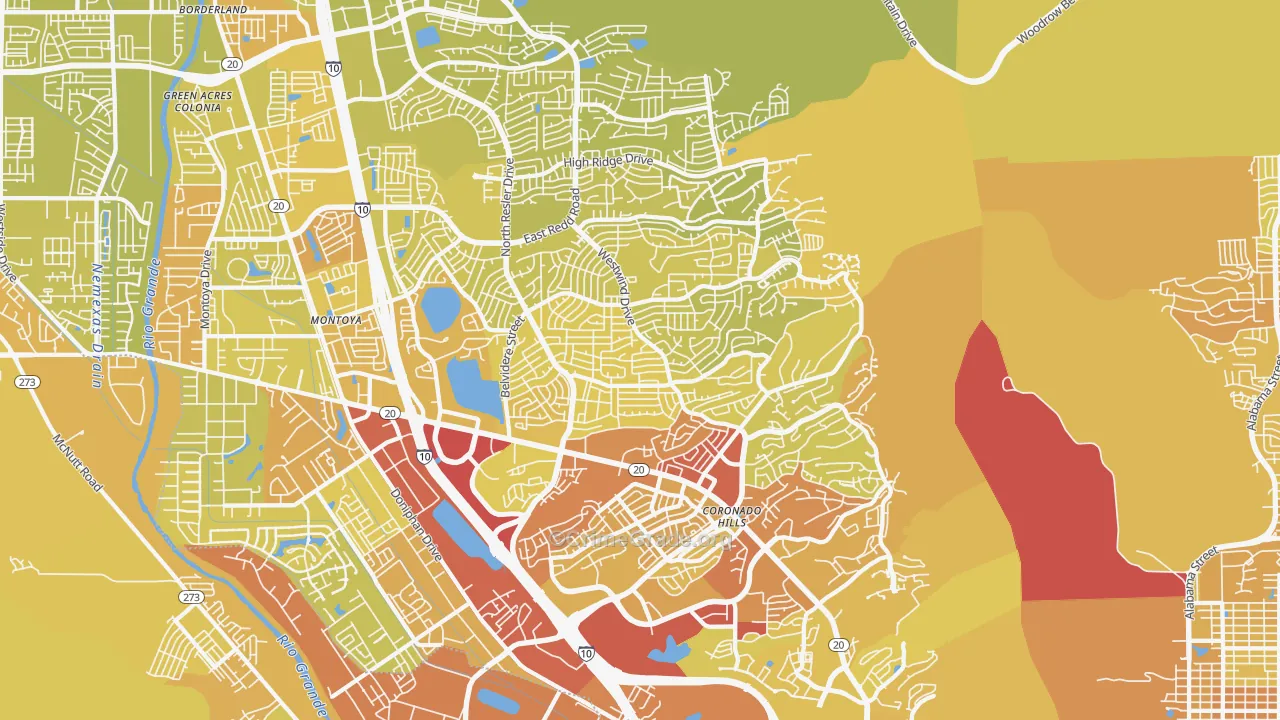 79912, TX Map of Vehicle Theft Rates