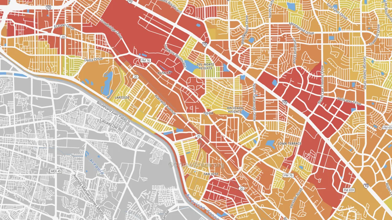 79915, TX Map of Vehicle Theft Rates