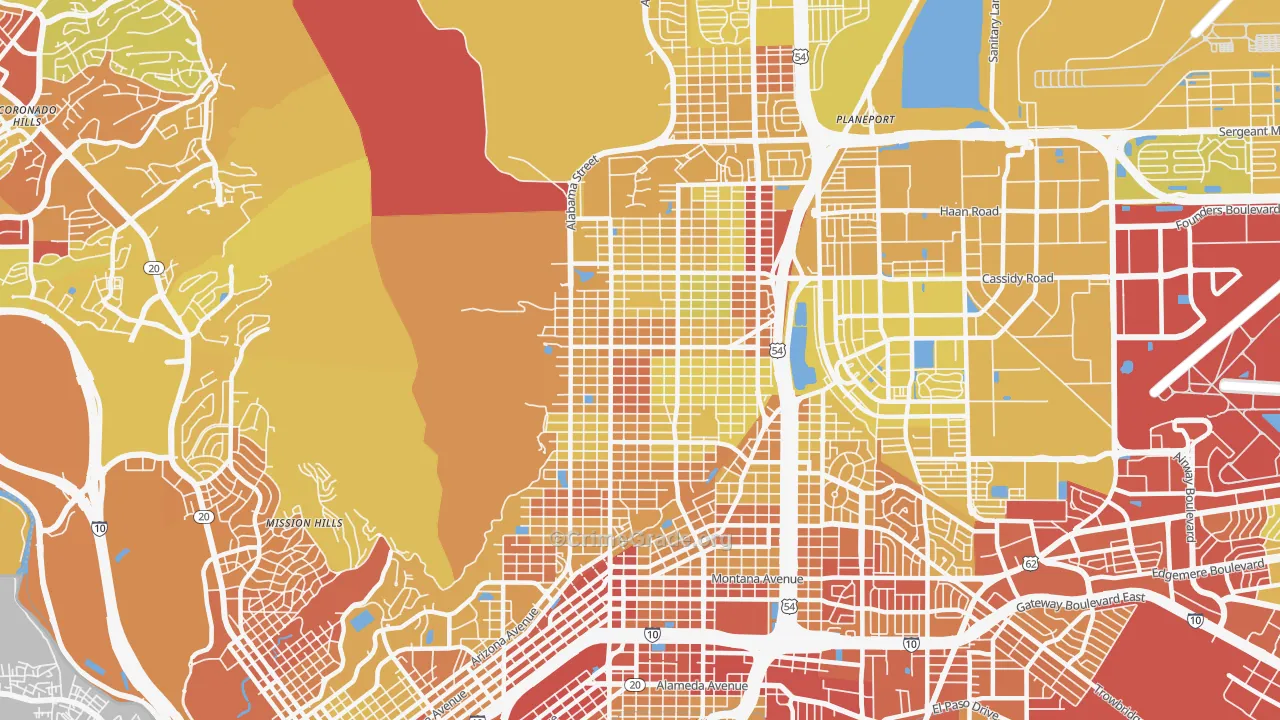 79930, TX Map of Vehicle Theft Rates