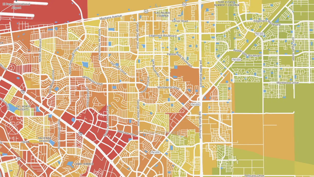 79936, TX Map of Vehicle Theft Rates