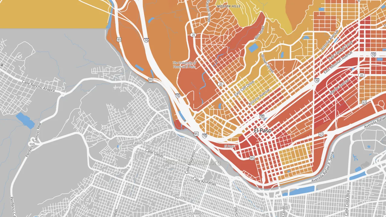 79968, TX Map of Vehicle Theft Rates