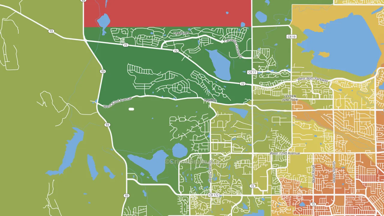 80007, CO Map of Vehicle Theft Rates