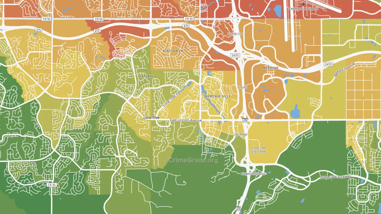 80124, CO Map of Vehicle Theft Rates