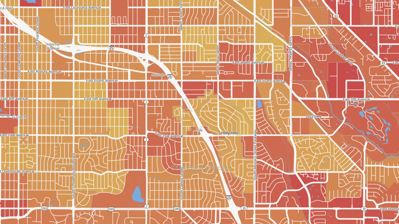 80222, CO Map of Vehicle Theft Rates