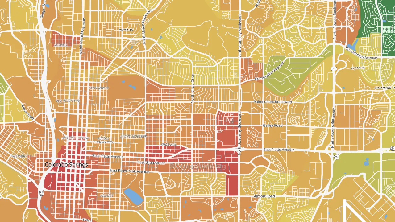 80909, CO Map of Vehicle Theft Rates