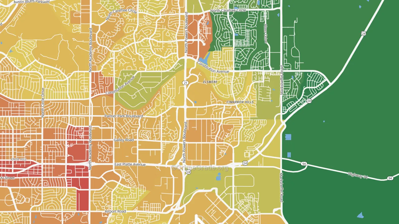 80915, CO Map of Vehicle Theft Rates