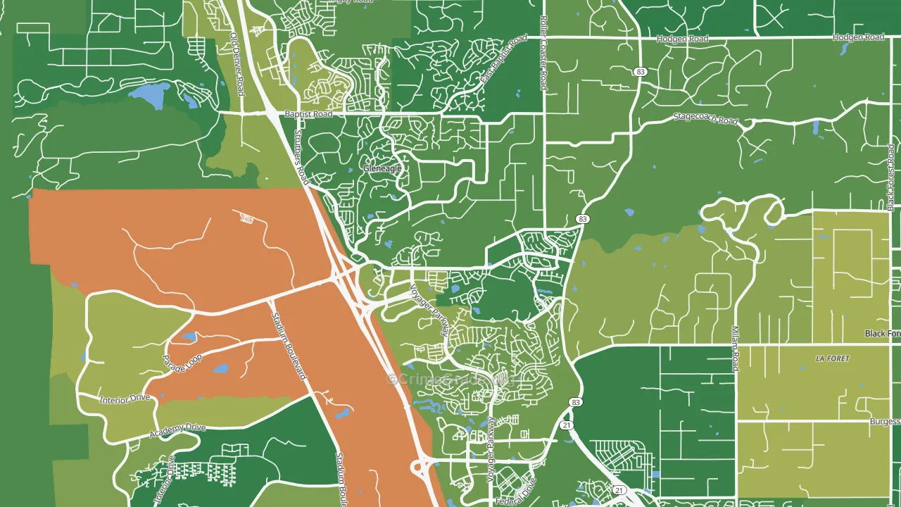 80921, CO Map of Vehicle Theft Rates