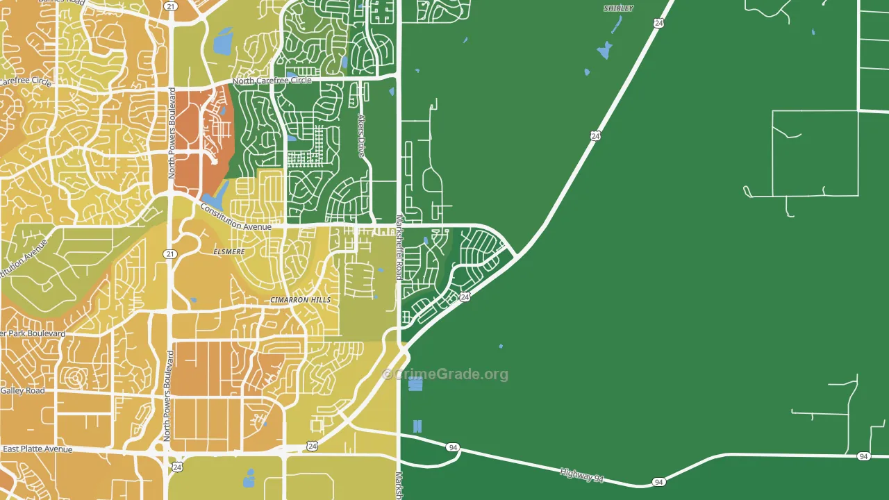 80951, CO Map of Vehicle Theft Rates