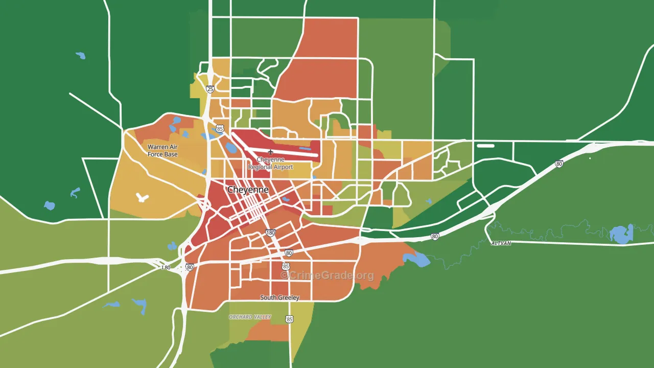 82001, WY Map of Vehicle Theft Rates