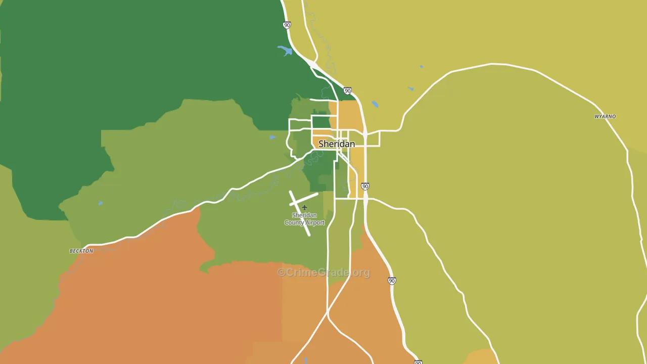 82801, WY Map of Vehicle Theft Rates