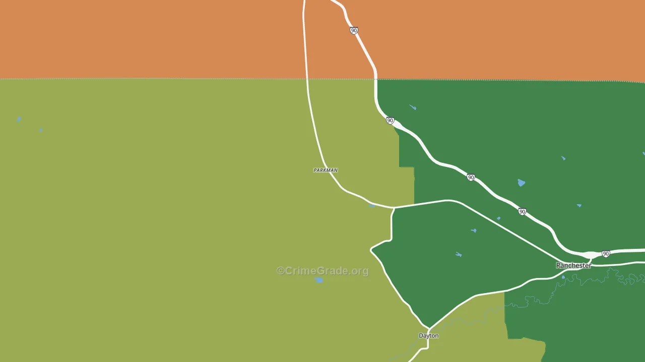 82838, WY Map of Vehicle Theft Rates