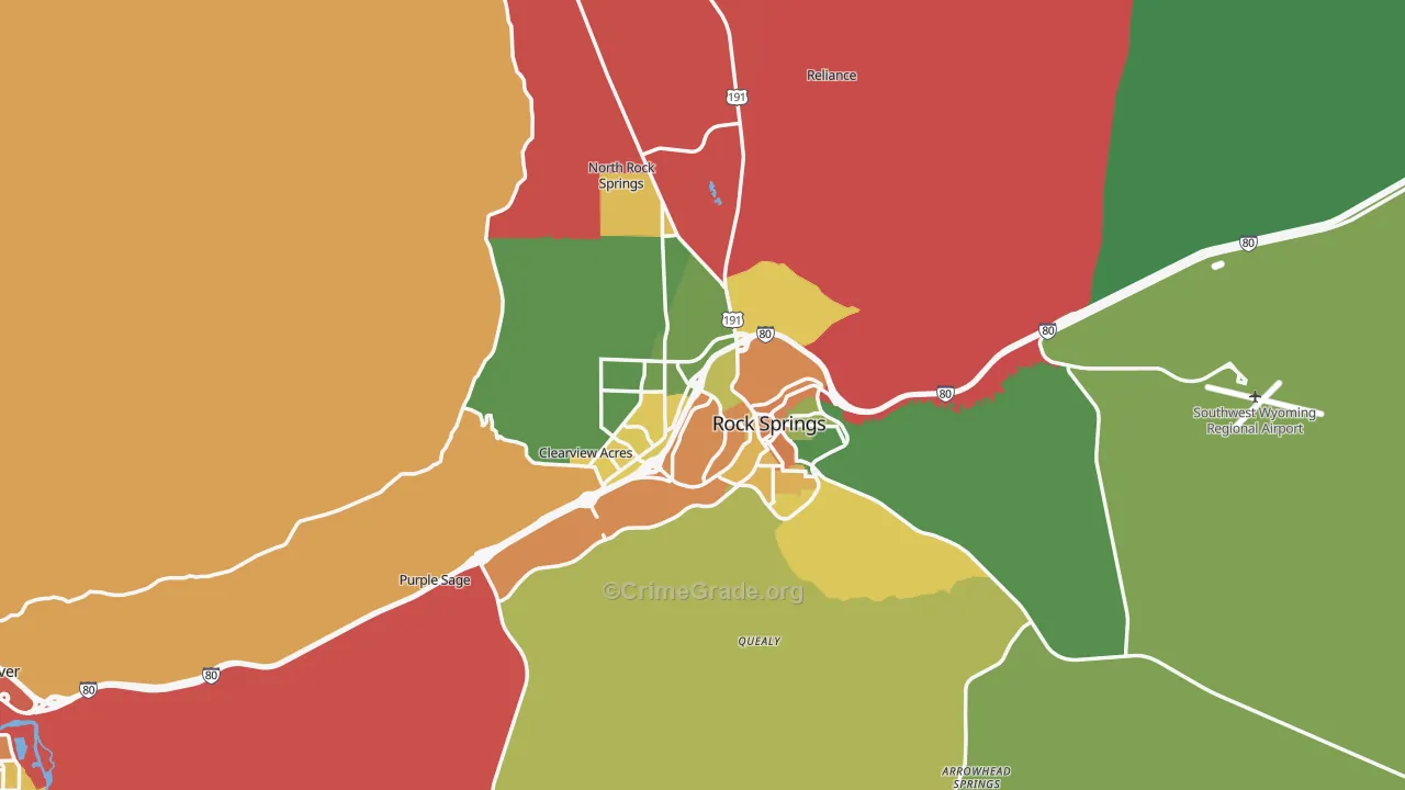 82901, WY Map of Vehicle Theft Rates