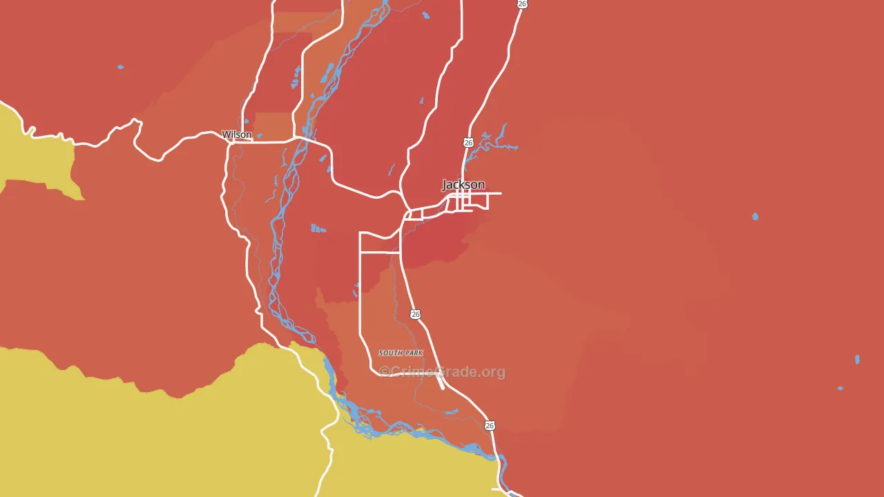83001, WY Map of Vehicle Theft Rates