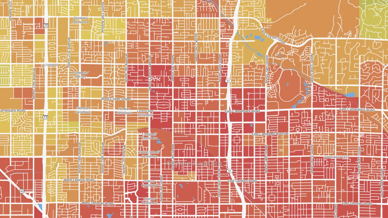 85014, AZ Map of Vehicle Theft Rates