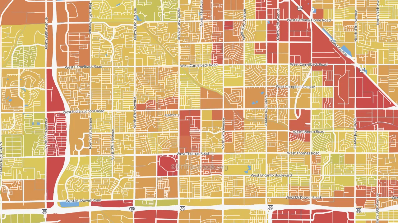 85033, AZ Map of Vehicle Theft Rates