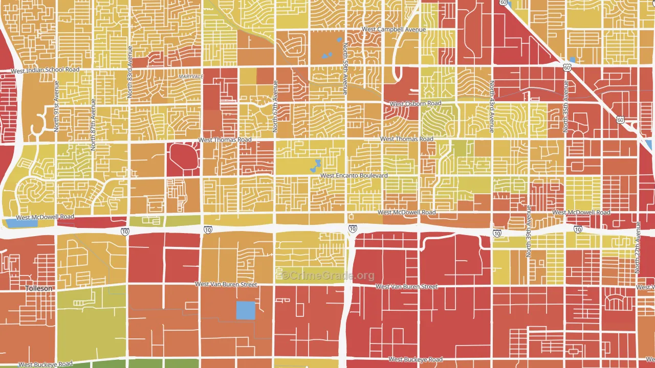 85035, AZ Map of Vehicle Theft Rates