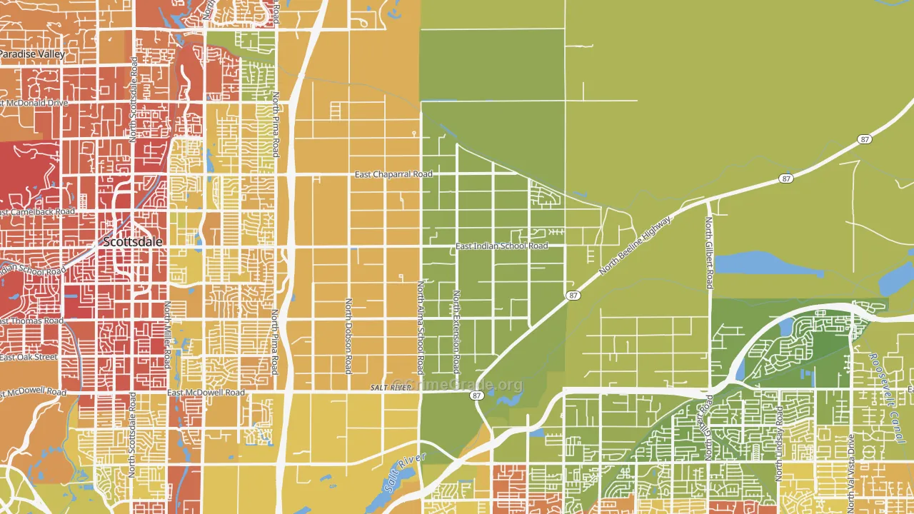 85256, AZ Map of Vehicle Theft Rates