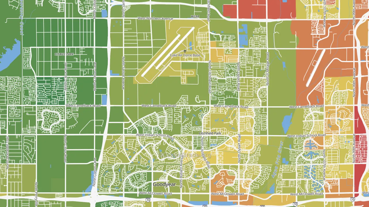 85340, AZ Map of Vehicle Theft Rates